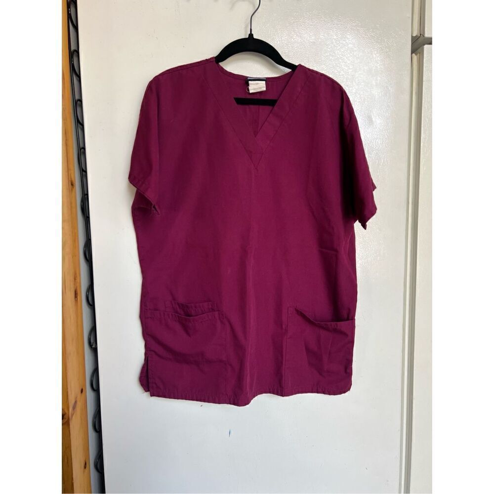 Cherokee Workwear Wine Scrub Top Woman’s Size XS